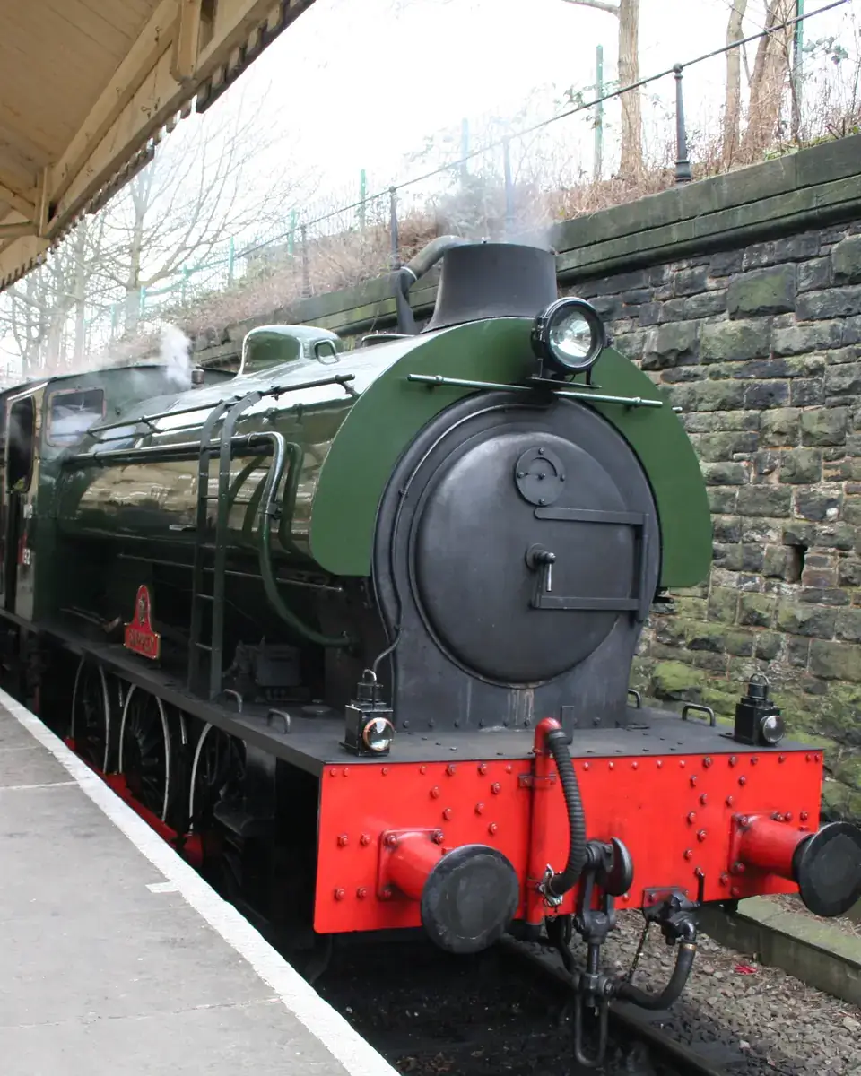 Steam locomotive at Bury Bolton Street station on the East Lancashire Railway